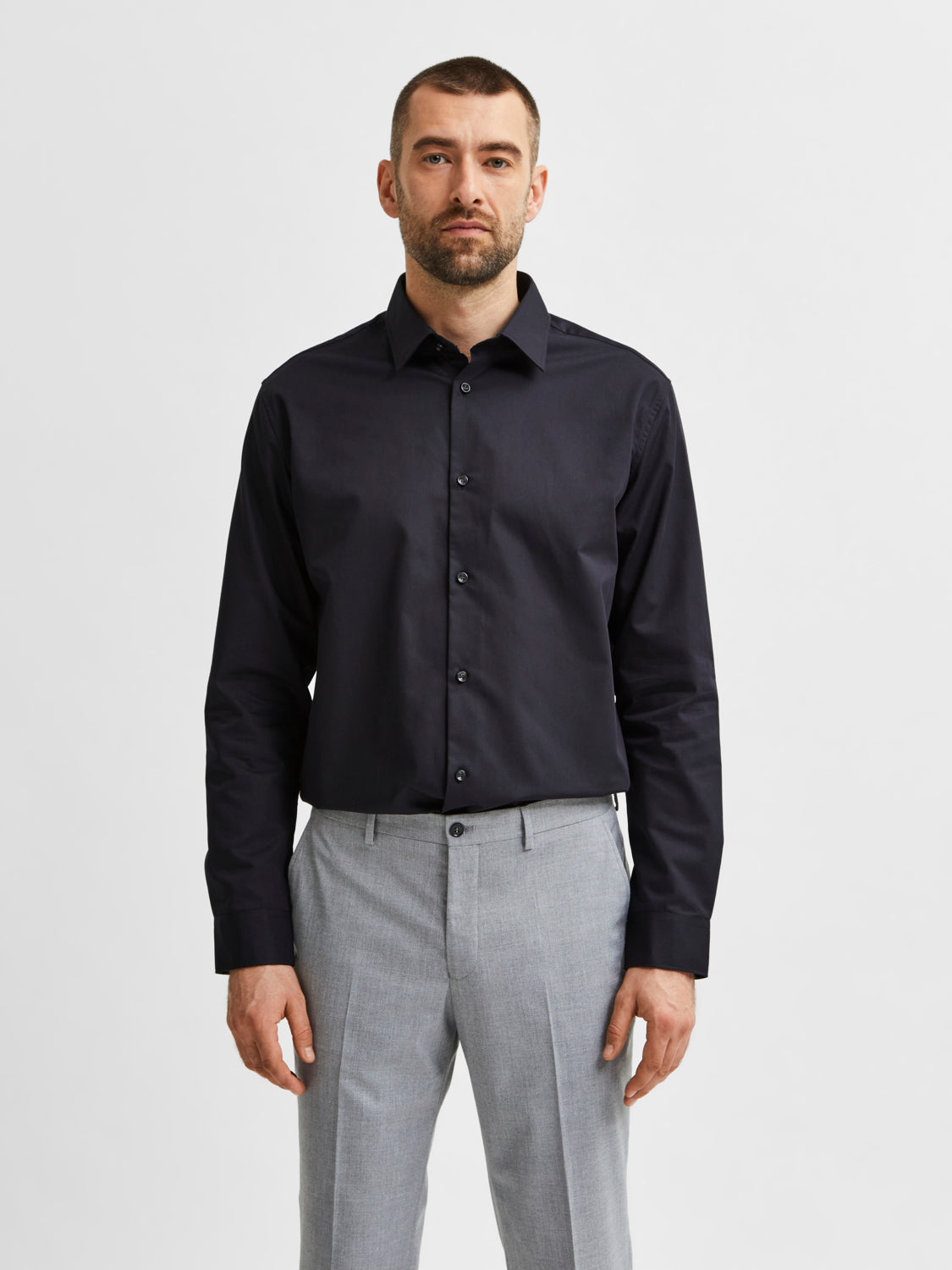 Ethan Slim Skjorte - Sort/ Black